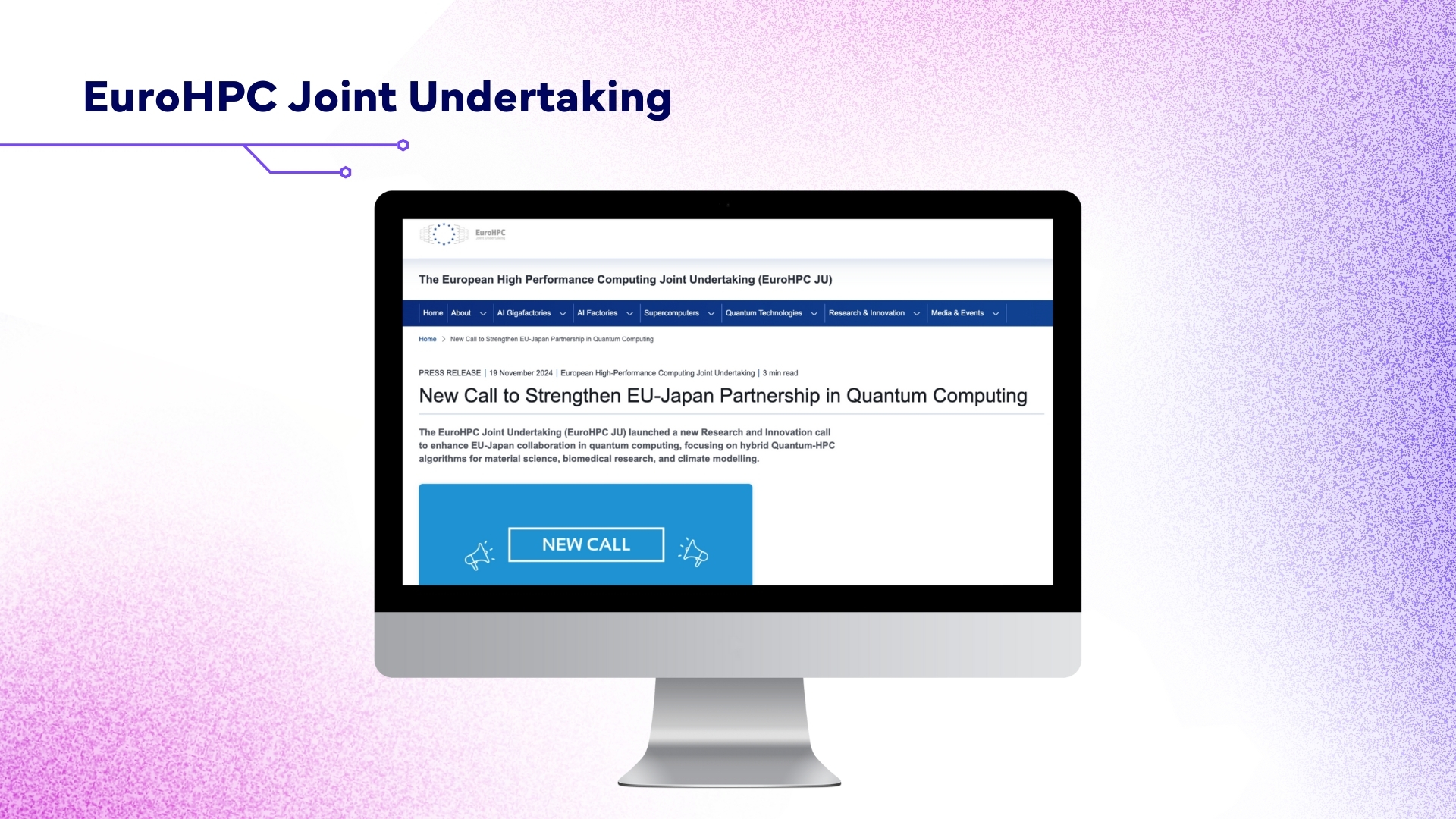 Screen with the EuroHPC JU page open.