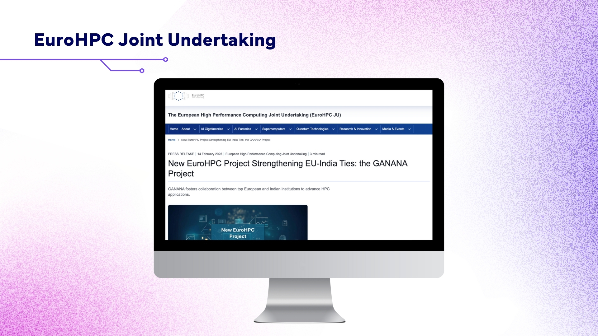 Screen with the EuroHPC JU website open.