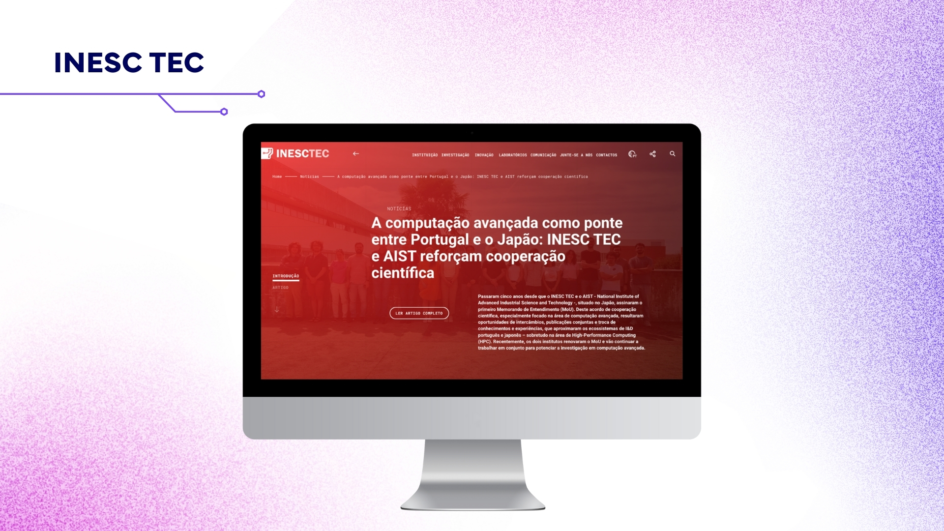 Screen with the INESC TEC page open.