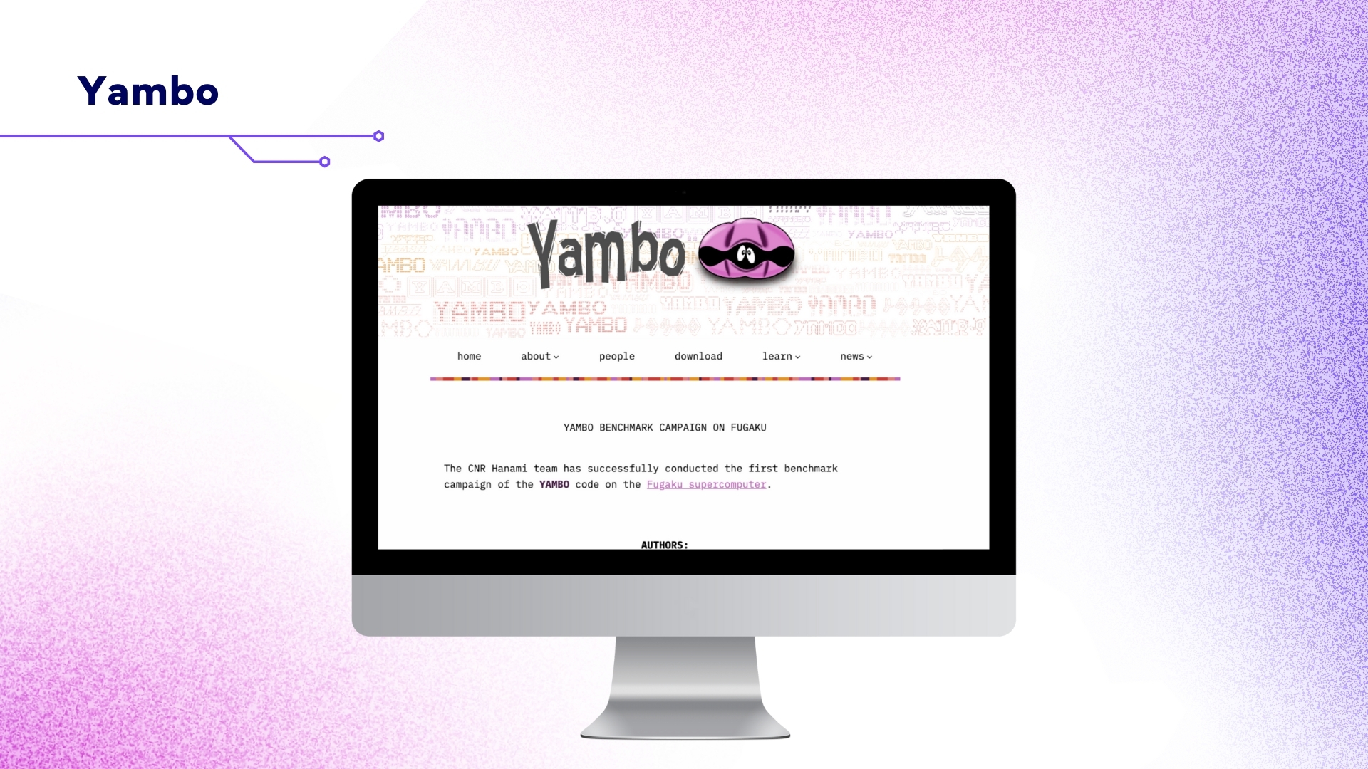 Screen with the Yambo page open.