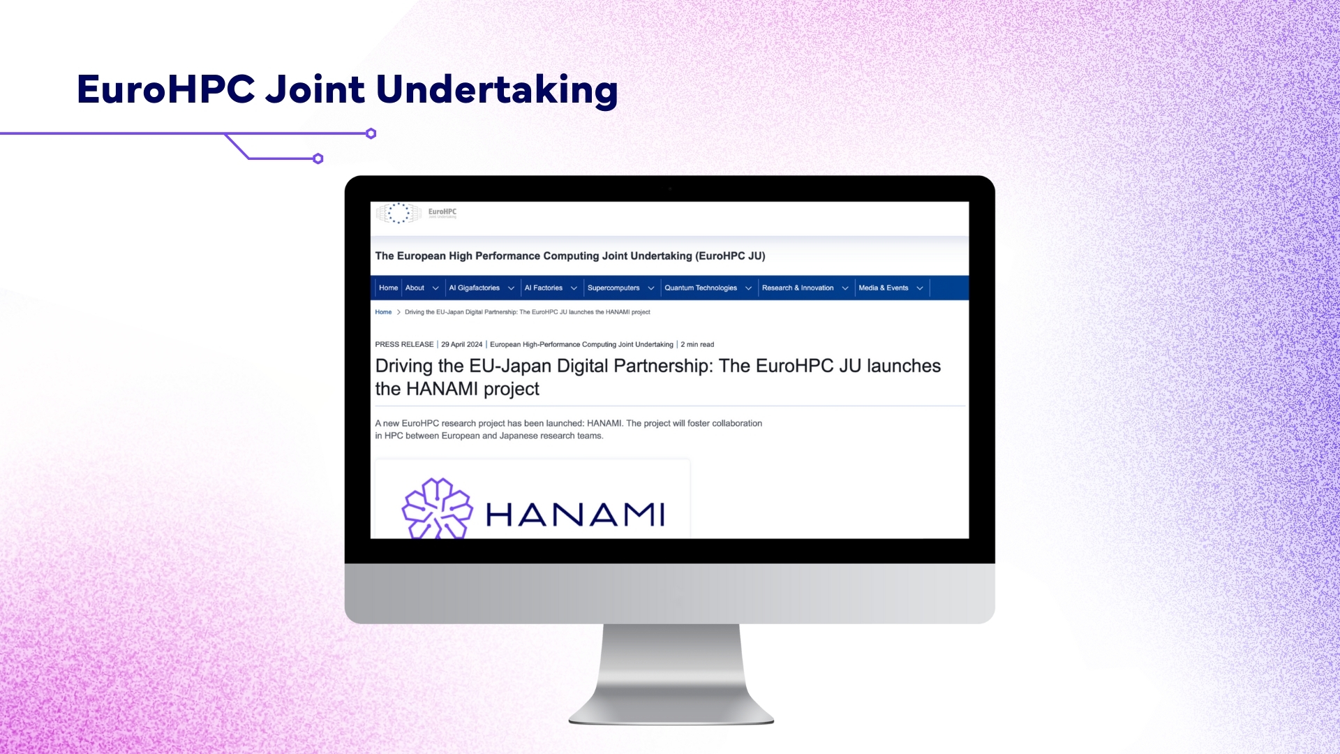 Screen with the EuroHPC JU page open.