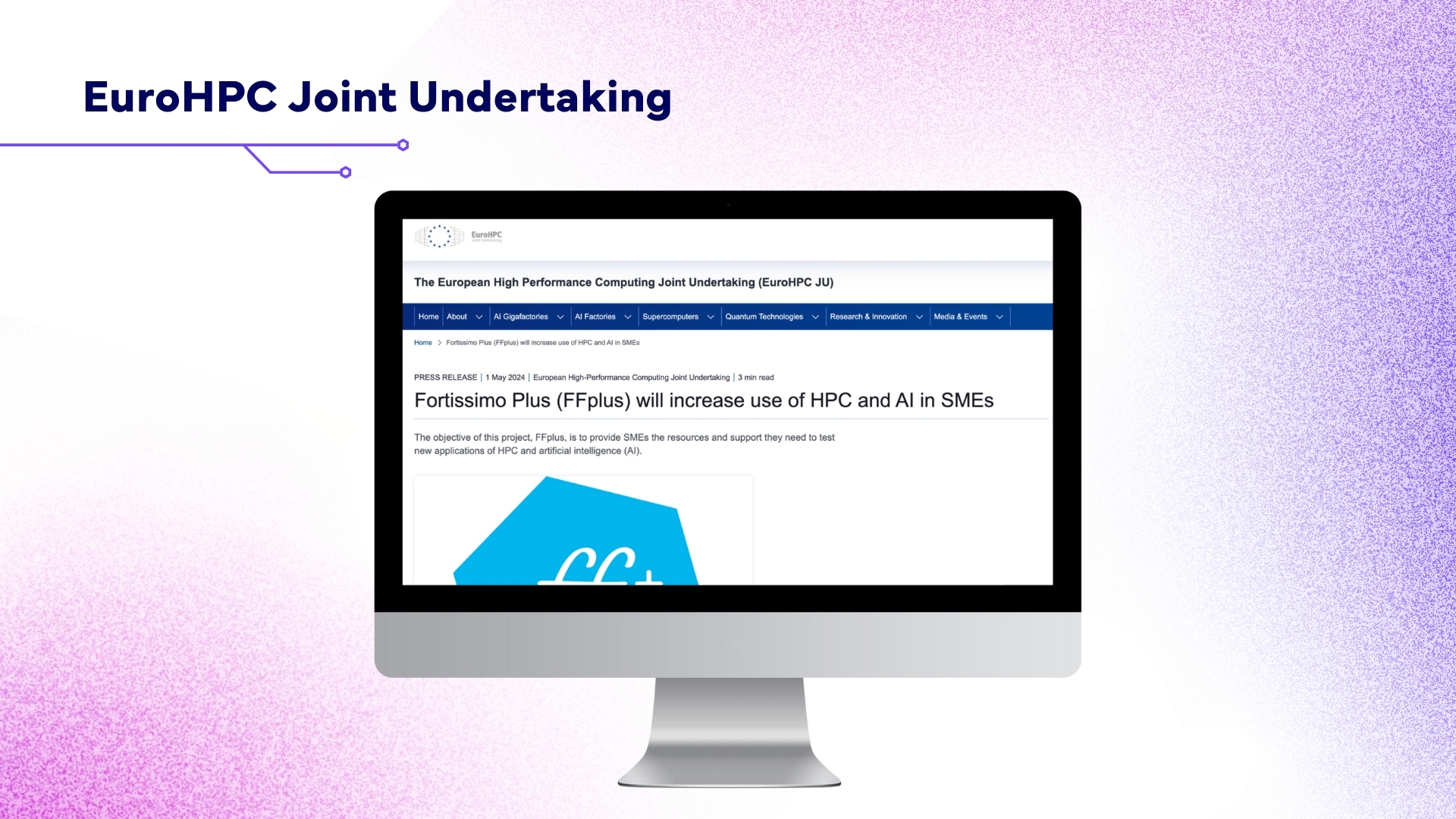 Screen with the EuroHPC JU website open.