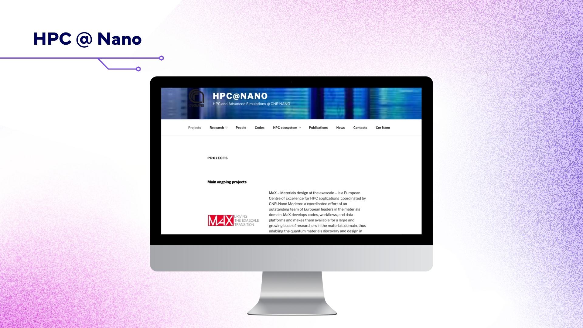 Screen with the HPC-Nano website open.