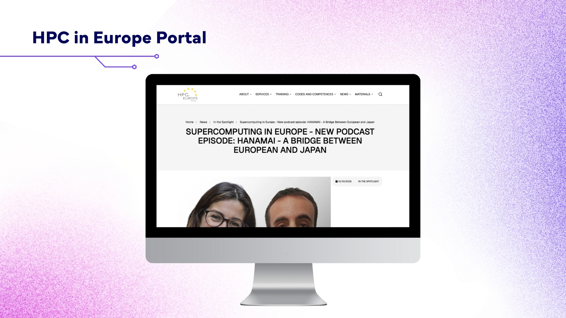 Screen with the HPC in Europe Portal website open.