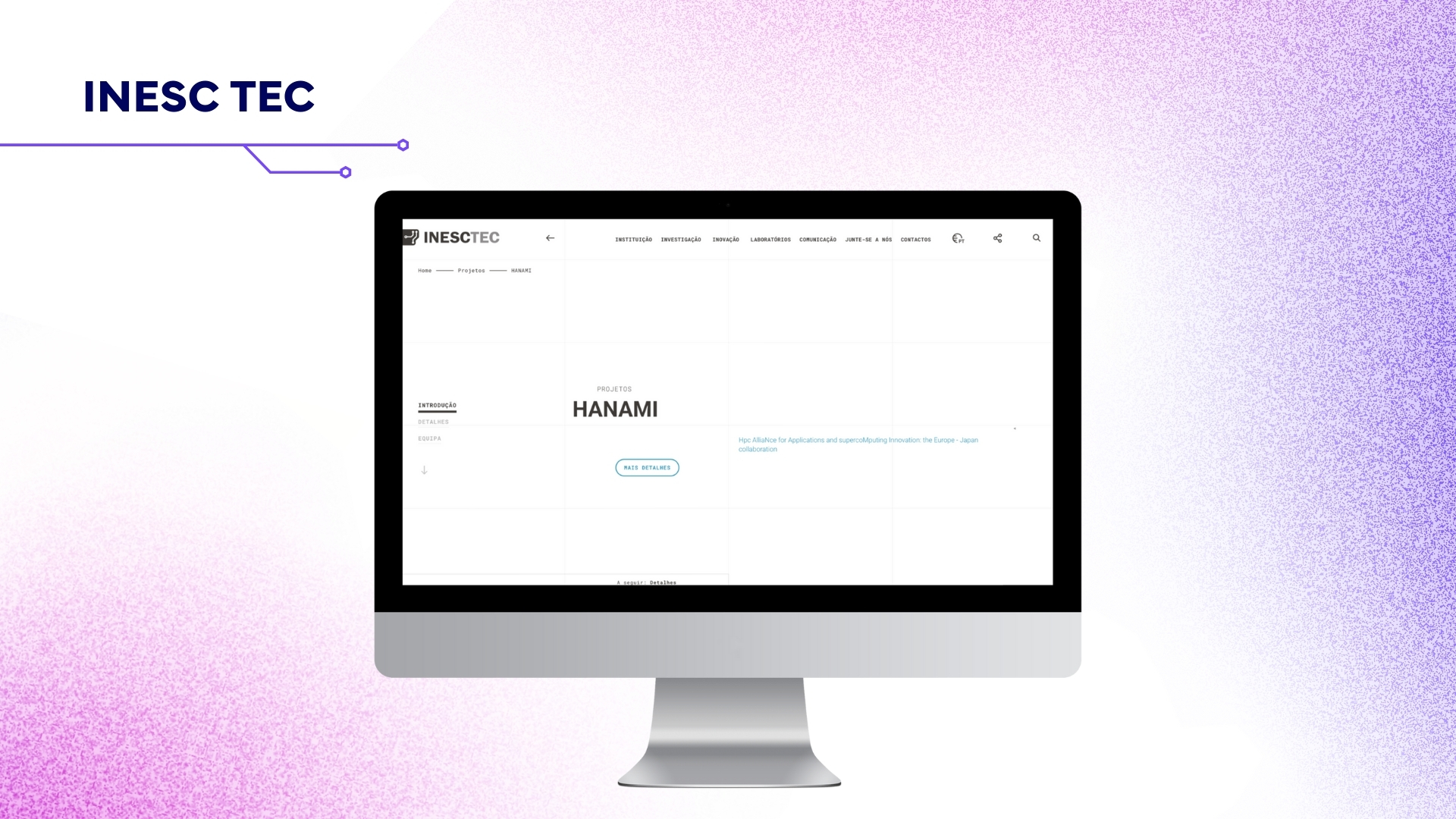 Screen with the INESC TEC website open.