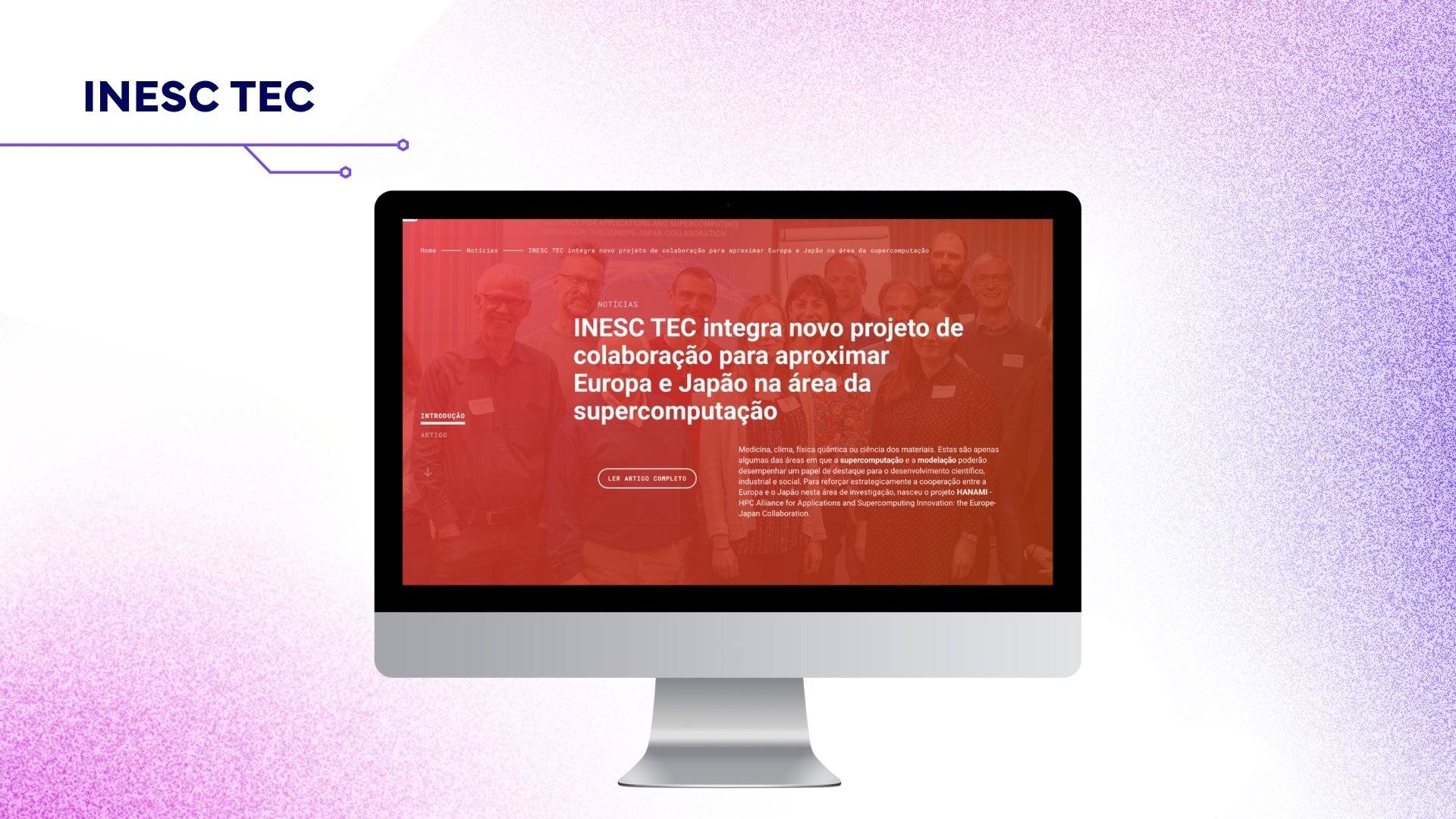 Screen with the INESC TEC page open.