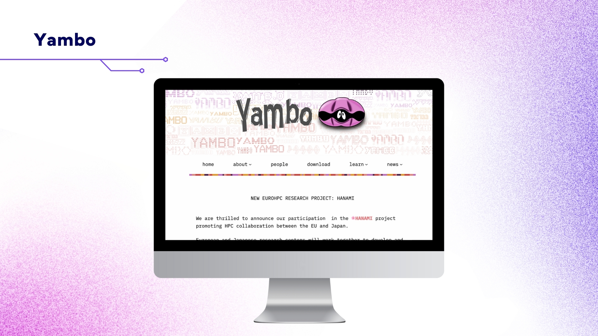 Screen with the Yambo page open.