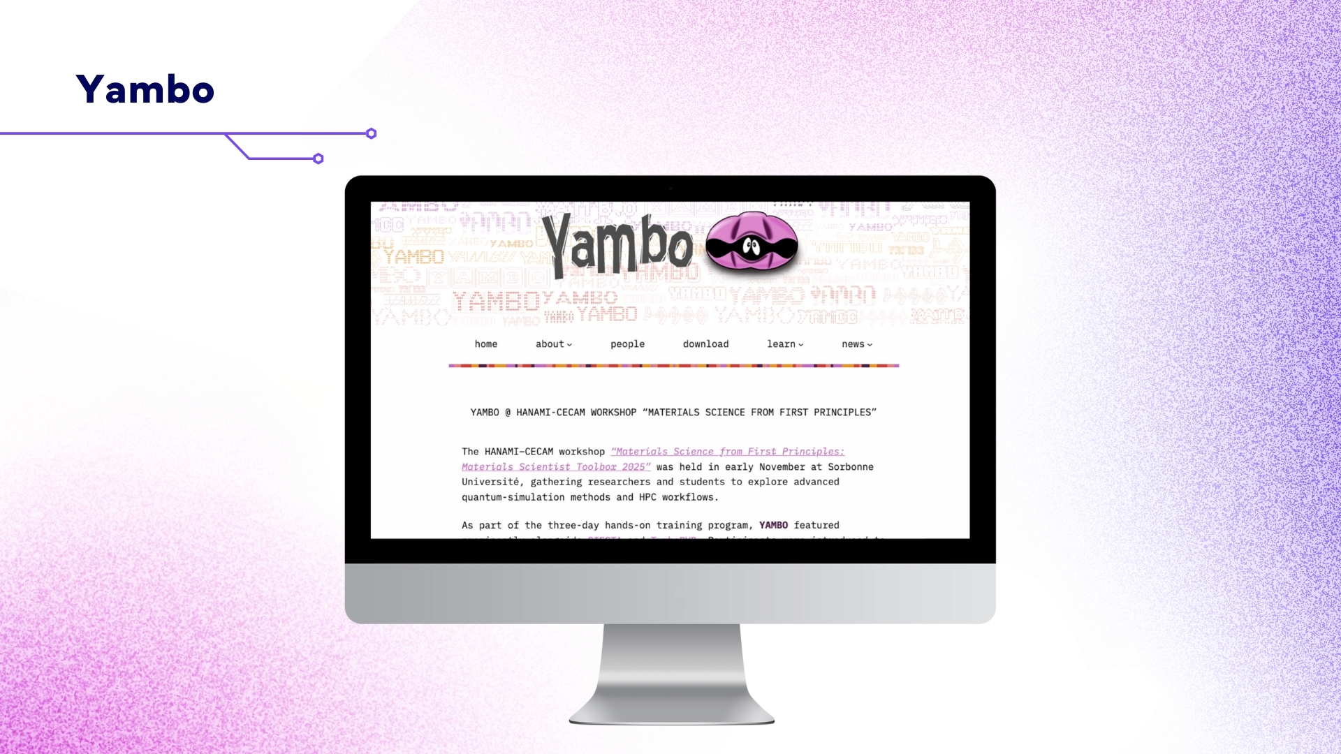 Screen with the Yambo page open.