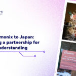 Design with the name of the blog post ("From Chamonix to Japan: Deepening a partnership for climate understanding) and an image of a man posing with a life-sized Santa Claus decoration.