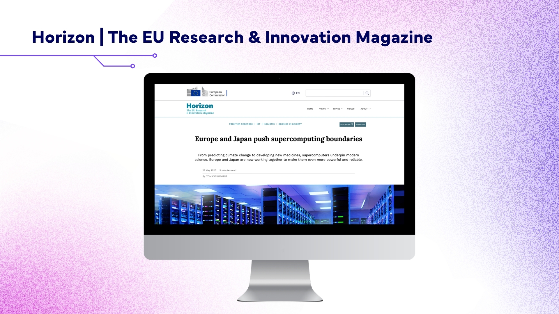Screen with the Horizon Magazine page open.